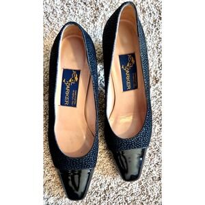 Joel Parker Made in Italy Black Textured Block Heel Pumps SZ 6